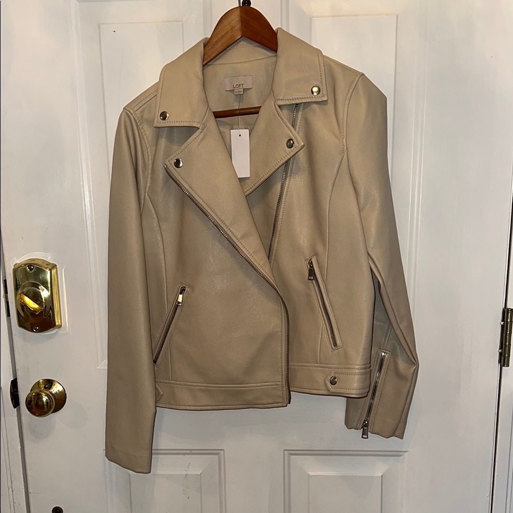 Cream Faux Leather Jacket